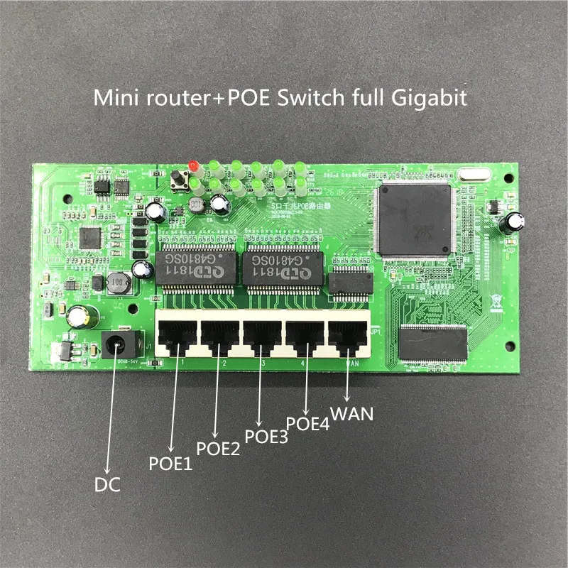 Módulo enrutador POE de 5 puertos OEM, módulo enrutador con cable OEM, venta de 5 Gigabit completo, 10/100/1000M, 48V 2a