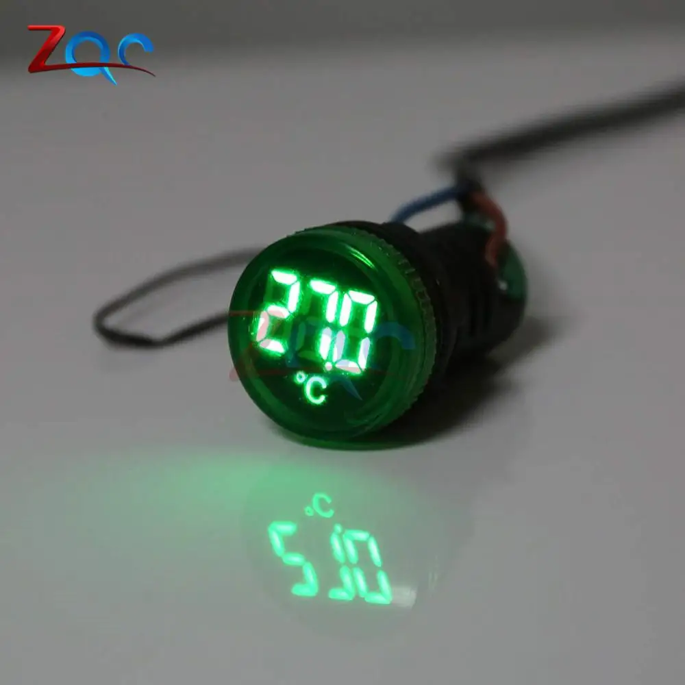 22mm AC 50-380V 110V 220V LED Digital Light Thermometer Indicator Temperature Sensor Induction Tester thermograph Meter -20-119℃