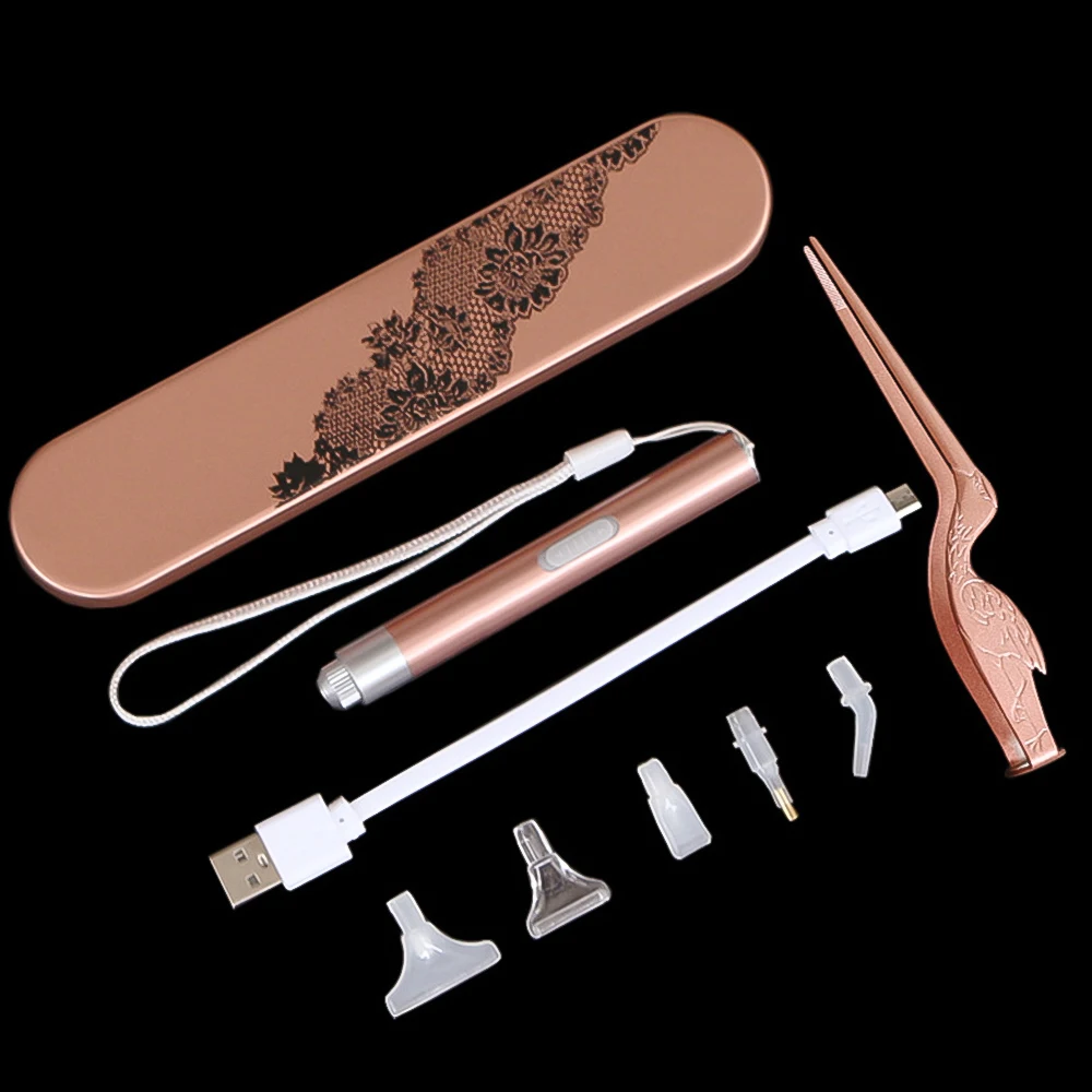 1Set USB Rechargeable For Diamond Painting Supplie Cross Stitch Diamond Painting Point Drill Pen Kit Lighting Point Pen Tongs