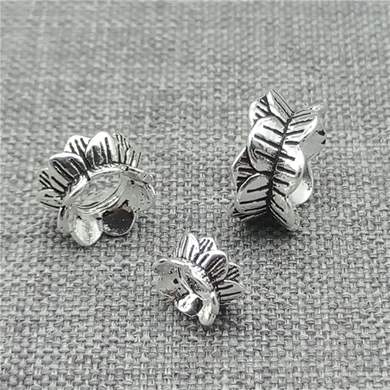 925 Sterling Silver Lotus Double Bead Caps Spacers for Yoga Meditation Bracelet Necklace