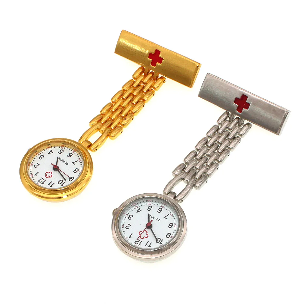 Enfermera Doctor colgante Clip de bolsillo broche de cuarzo reloj de enfermeras Fob reloj colgante