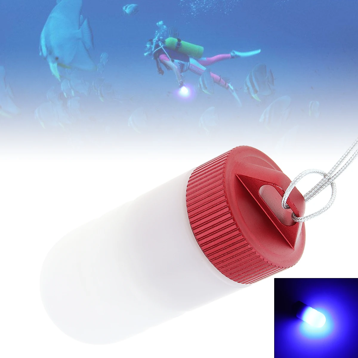 SecurityIng Diving Safety Signal Light Underwater 200m Scuba Beacon Lantern Night Swimming Marker Lamp 200h Duration Glow Torch