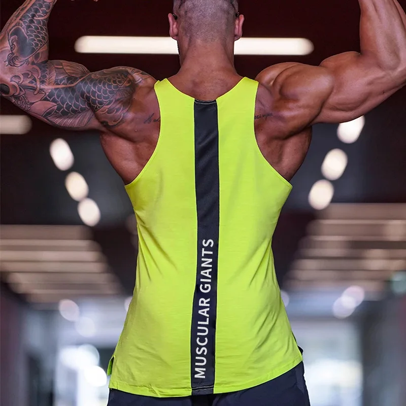 Men Tank Top Gym Workout Singlet Sleeveless Blouse Stringer Tank Tops Bodybuilding Show Muscle