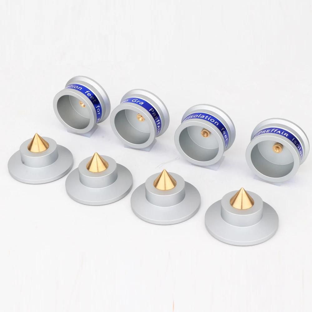 4 шт. алюминиевые черные и серебряные противоударные шипы + изолирующая подставка для подушек Hi-Fi усилители (черные)