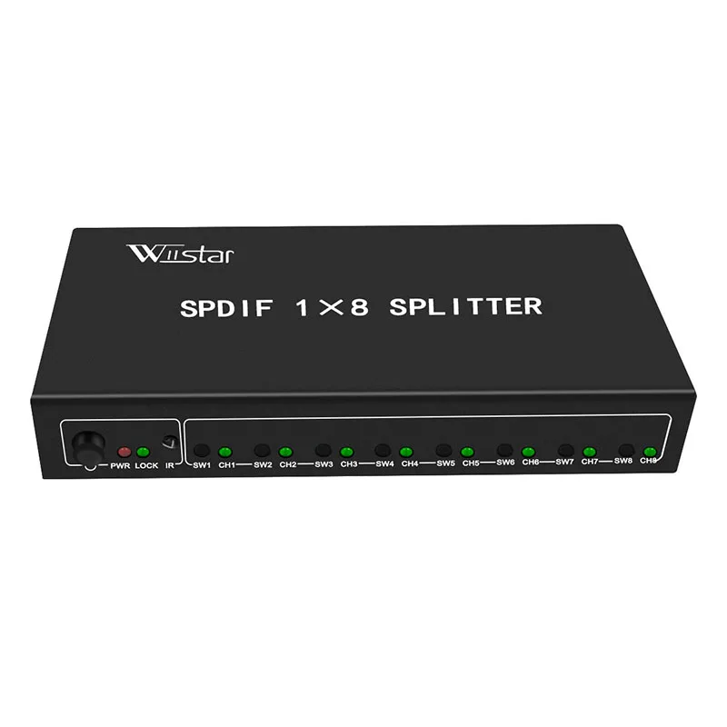 Splitter Audio Ottico FT18 1x8 SPDIF/TosLink – 1 Ingresso E 8 Uscite, Supporta LPCM2.0/DTS/AC3