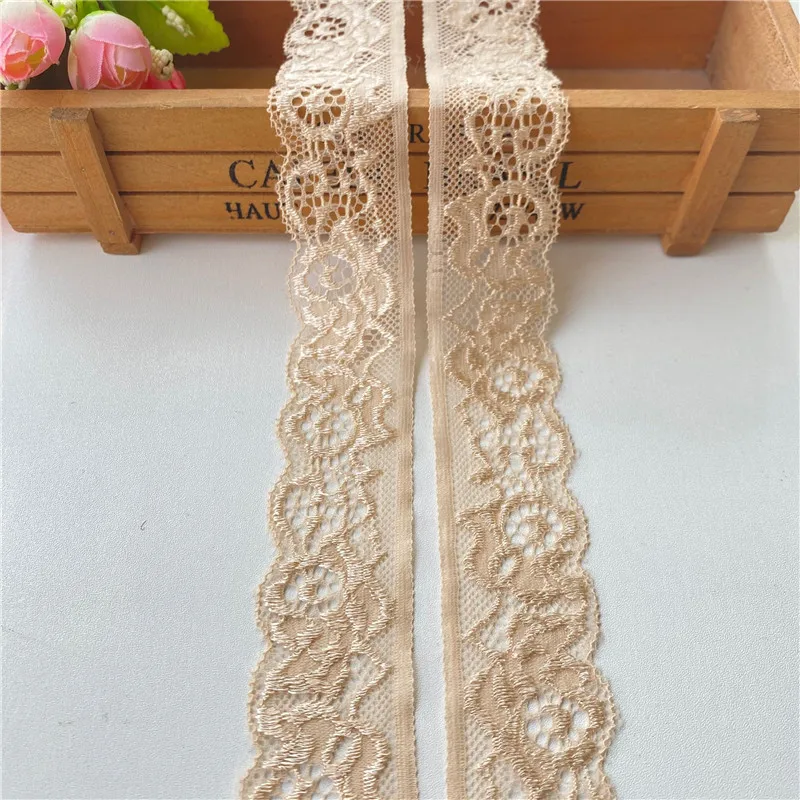 5 yards/Lot Elastic Lace Ribbon Embroidered Nigerian African Lace Fabric White Stretch Elasticity Lace Trim Trimming for Sewing