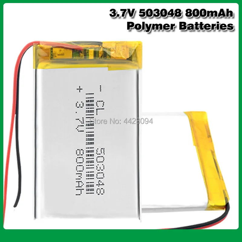 3.7V 800MAH 503048 053048แบตเตอรี่ลิเธียมโพลิเมอร์สำหรับแท็บเล็ต MP3 MP4 GPS สเตอริโอไร้สายชุดหูฟังบลูทูธแบตเตอรี่ชาร์จ