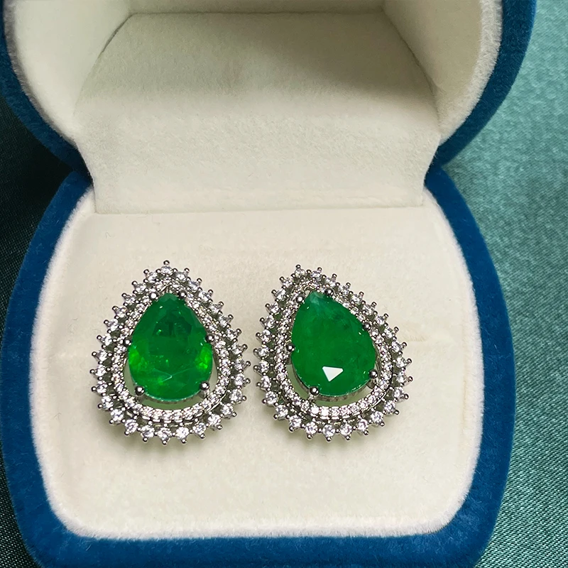 Cellacity Classic emerald jewelry set earring pendant necklace for charm lady with water drop shape 10*14mm gemstones jewelry