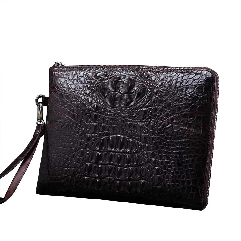 ourui new  selling   crocodile  male  Hand bag  brown  Hand caught men clutch bag men crocodile  bag