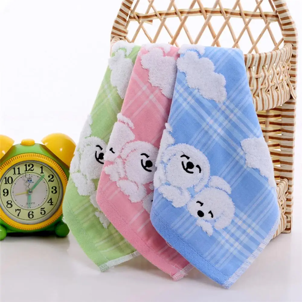 30*30cm Baby Cotton Soft Hand Towel Home Cleaning Face For Baby Towel Infant Cartoon Dog Handkerchief Towels High Quantity