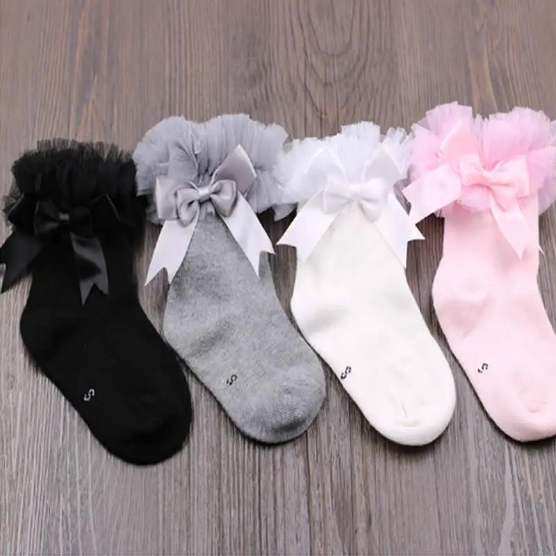 Mädchen spitze frühling herbst kinder socken baumwolle spitze bogen kinder mädchen baby knie hohe socken Prinzessin party wear