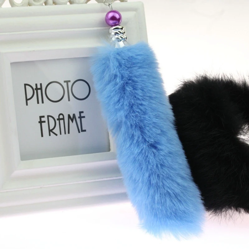 Fluffy Rabbit Fur Tail Keychain For Women Cute Girls Pompon Key Chain On Bag Car Trinket Female Jewelry Gift