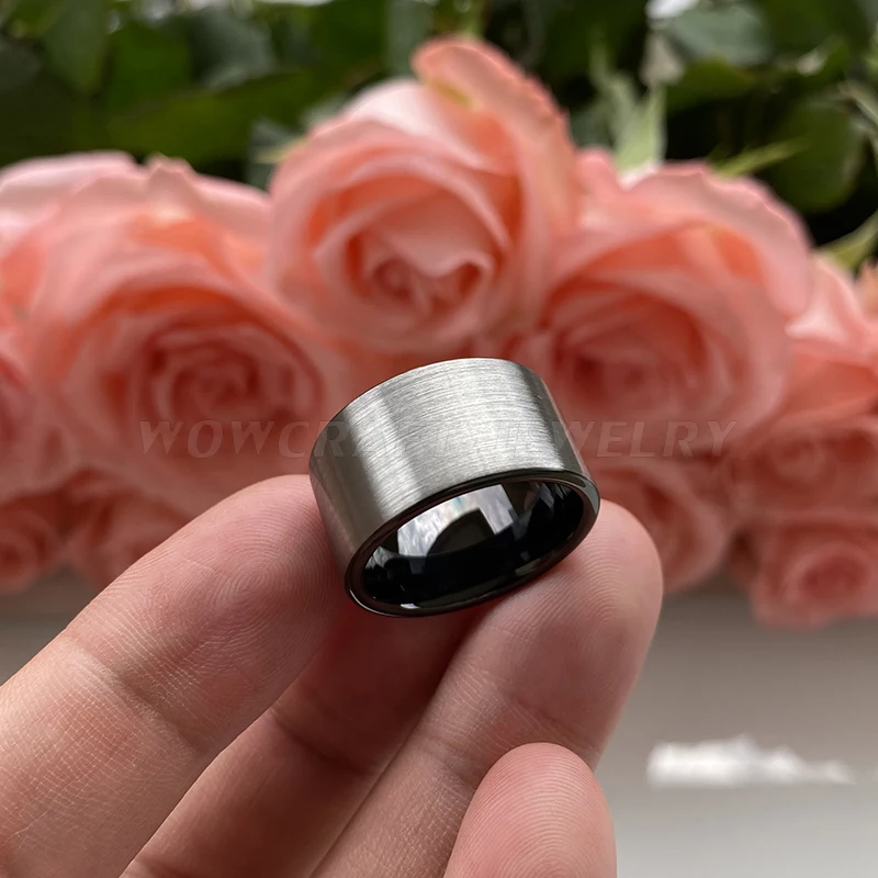 12mm Tungsten Carbide Rings Wedding Band for Men Dropshipping Wholesale Brushed Finish I Love You Engraved Comfort Fit