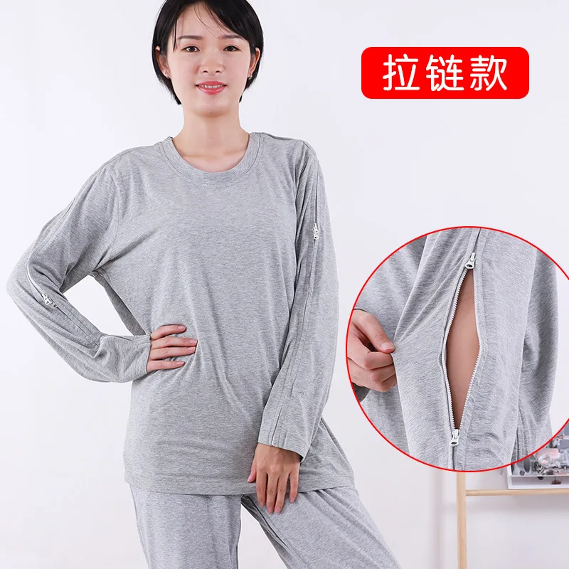 Mental Hospital Gown With Zipper Or Concealed Buckle Easy To Wear Take Off For Fractures Postoperative Infusion Convenient Care