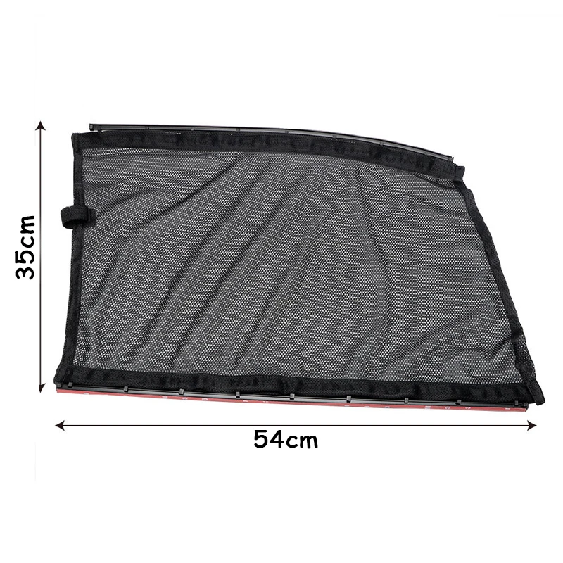 54x35cm 1Pair Anti-Mosquito Breathable Universal Black Mesh Interlock Shade All Car Window Curtain Sunshade Visor UV Block