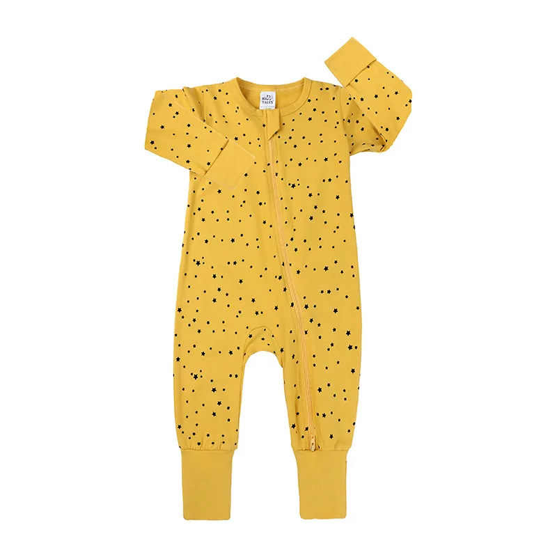 Spring Long Sleeve Animals Print Baby Boys Girls Rompers Cotton Jumpsuits Kids Clothes Climb Suits Suttont Zipper Nightclothes