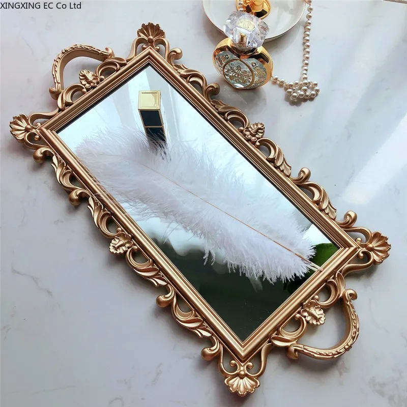 

Nordic Retro French Gold Hanging Mirror Home Decoration Wall Hanging Wall Decoration Makeup Mirror Jewelry Storage Display Tray