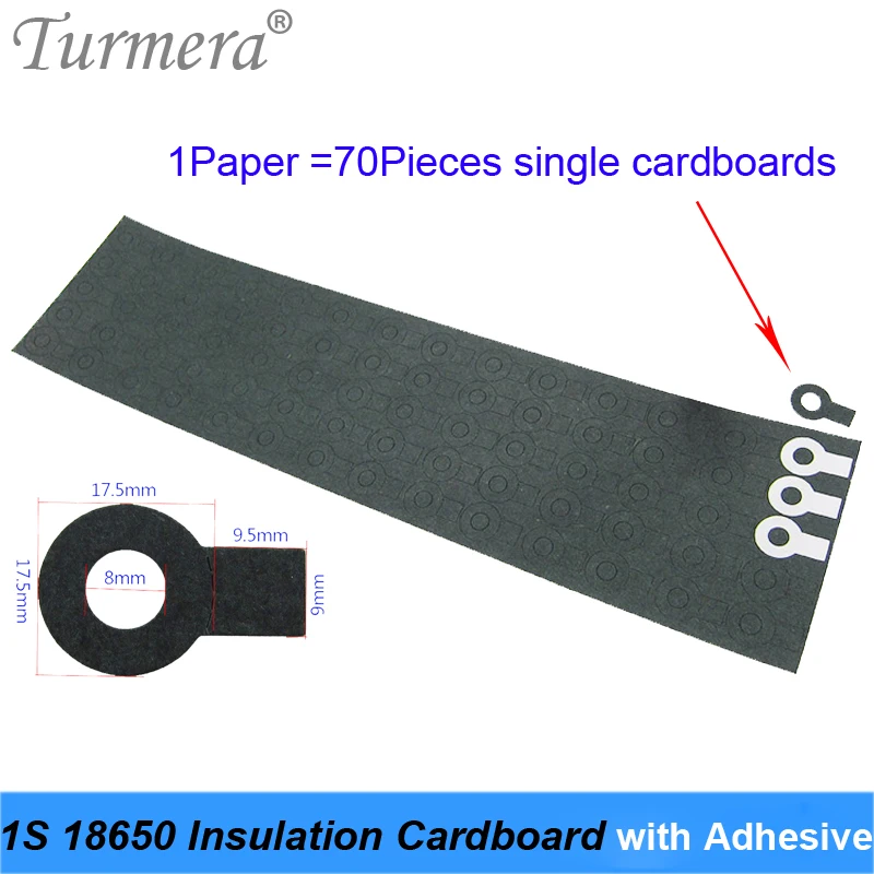 Cardboard 1S 18650 Battery Insulation cardboard with Adhesive for 18650 Battery Pack Cell Insulating Glue Patch Positive 70Piece