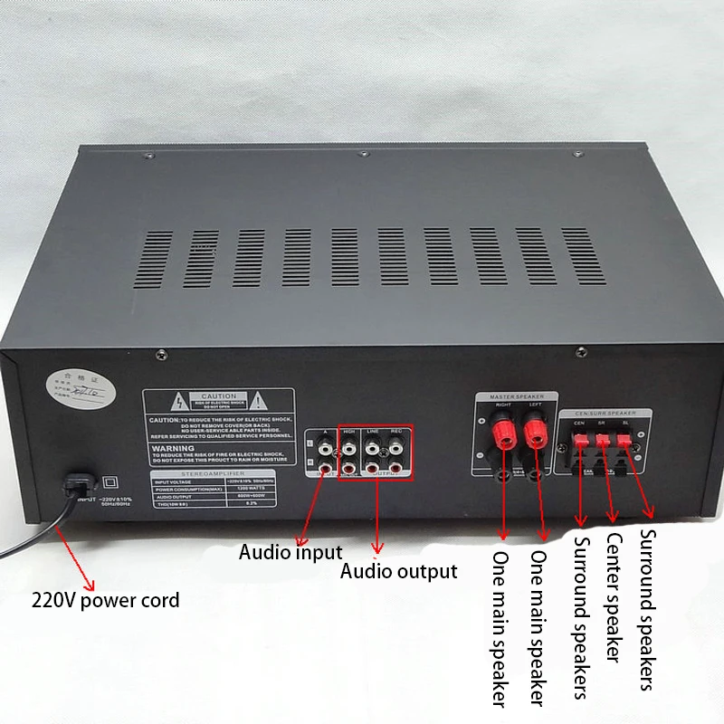 Amplificateur de karaoké professionnel haute puissance, 400W, 220V, 5.1 canaux, carte de conférence KTV, paquet
