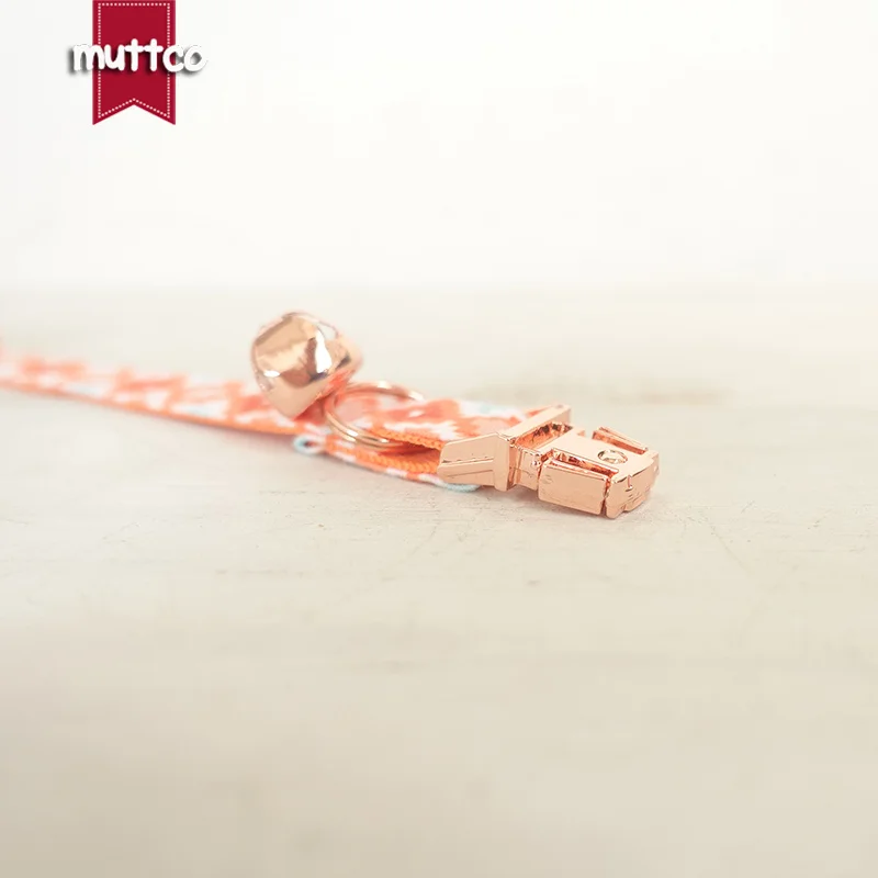 MUTTCO retail with rose gold high quality metal buckle collar for cat THE BISCUIT design cat collar 2 sizes UCC065M