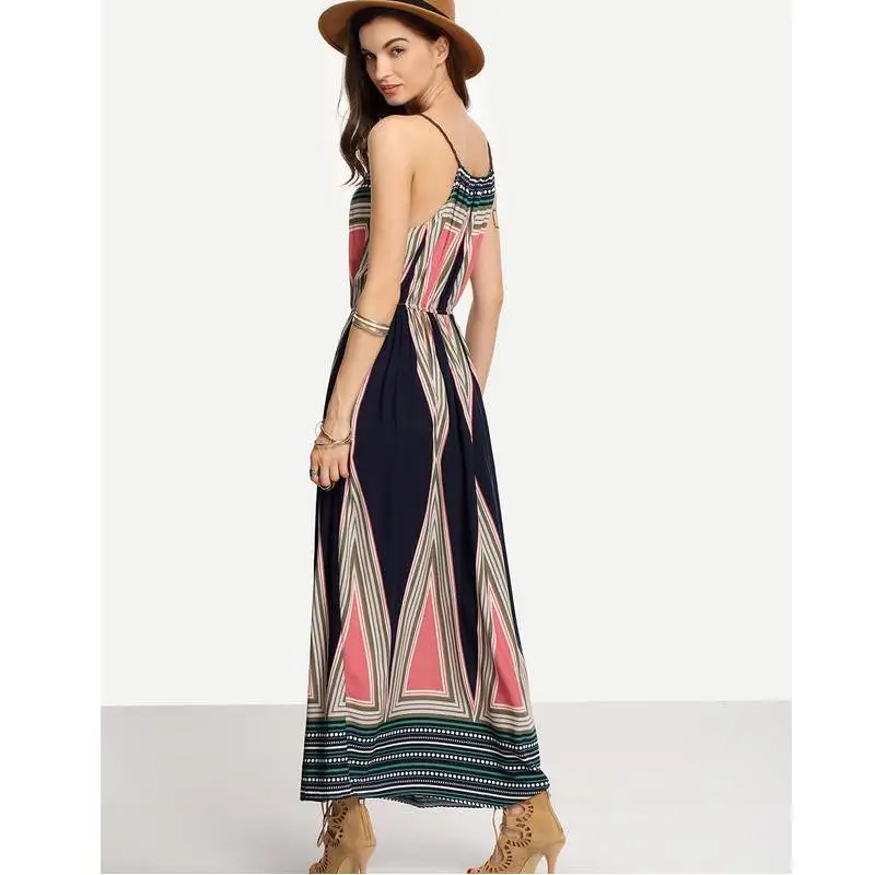 

Parent-child dress summer bohemian one-piece dress vestido fashion harness leak back sleeveless waist shoulder dress