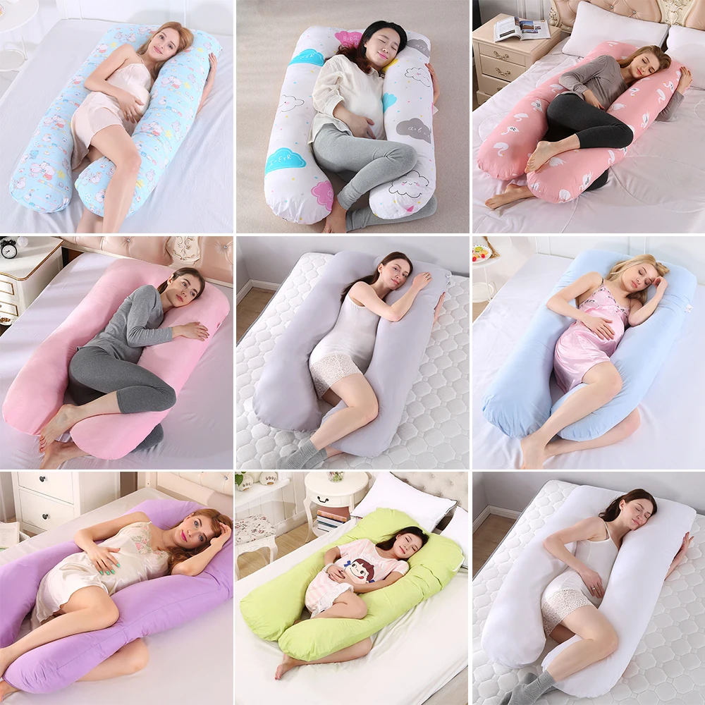 Almohada de apoyo para mujeres embarazadas, cojín de algodón para el cuerpo, en forma de U, maternidad, para dormir de lado