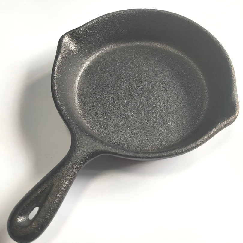 Size:10 cm Cast Iron Skillet Fry Pan with Silicone Handle Nonstick Griddle Grill Cookware Black (frypan-long handle)