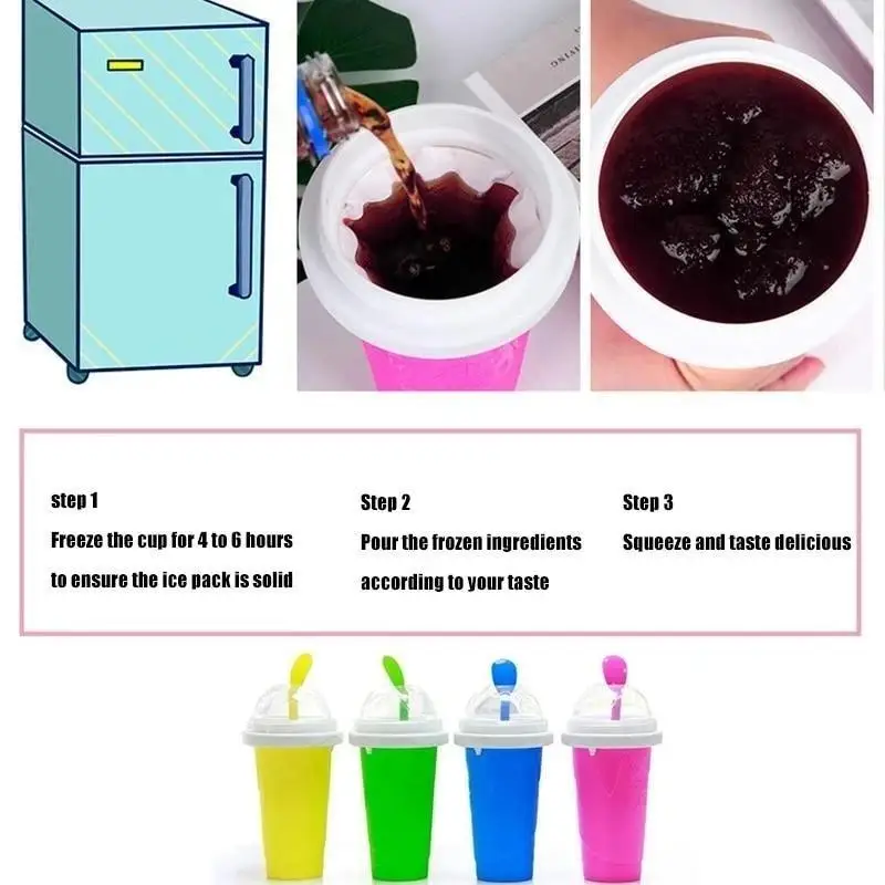 Quick-frozen Smoothies Newly Durable Slush Ice Cream Maker Squeeze Slush Quick Cooling Cup Milkshake Bottle Smoothie Cup