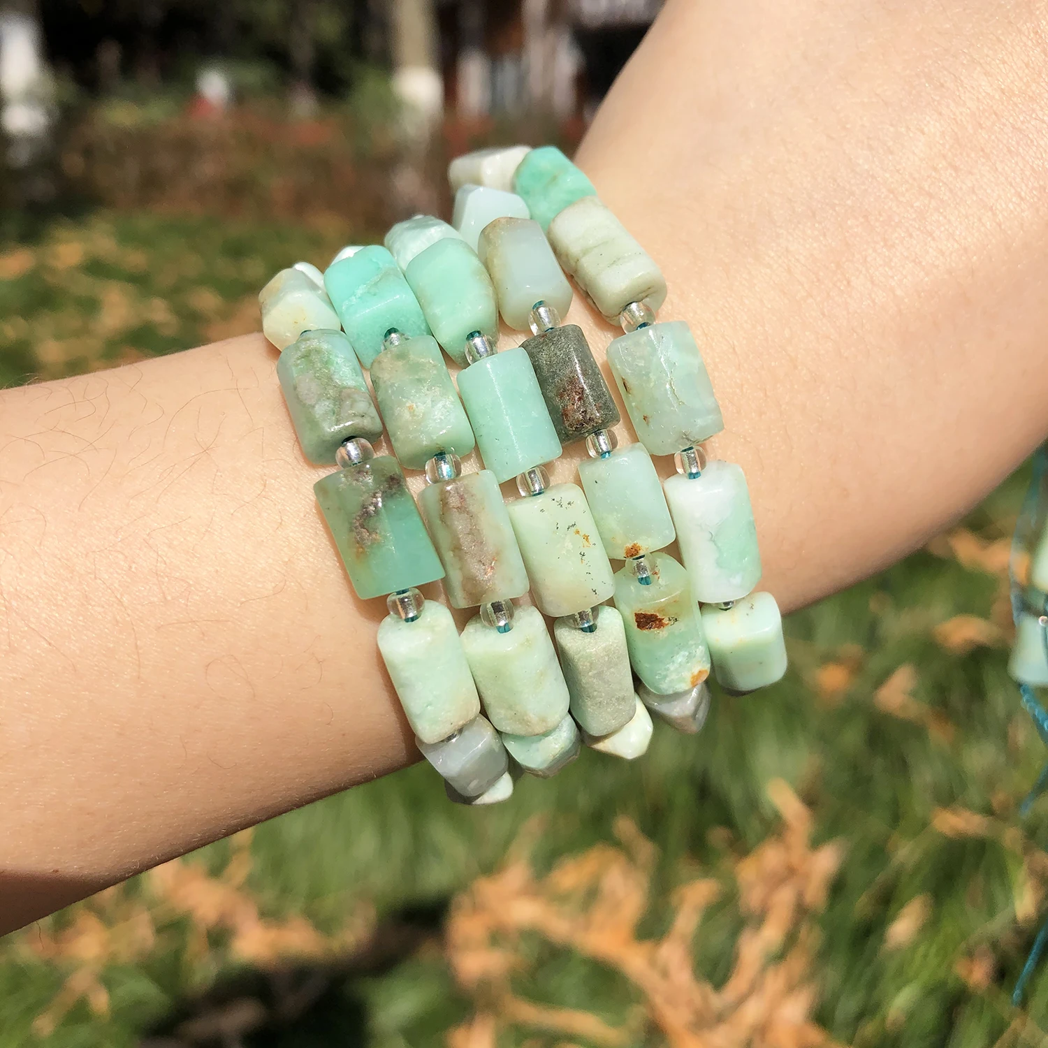 Natural Stone Chrysoprase Australian Jades Loose Faceted Cylinder Gemstone Spacer Beads for Jewelry DIY Making Bracelet Earrings