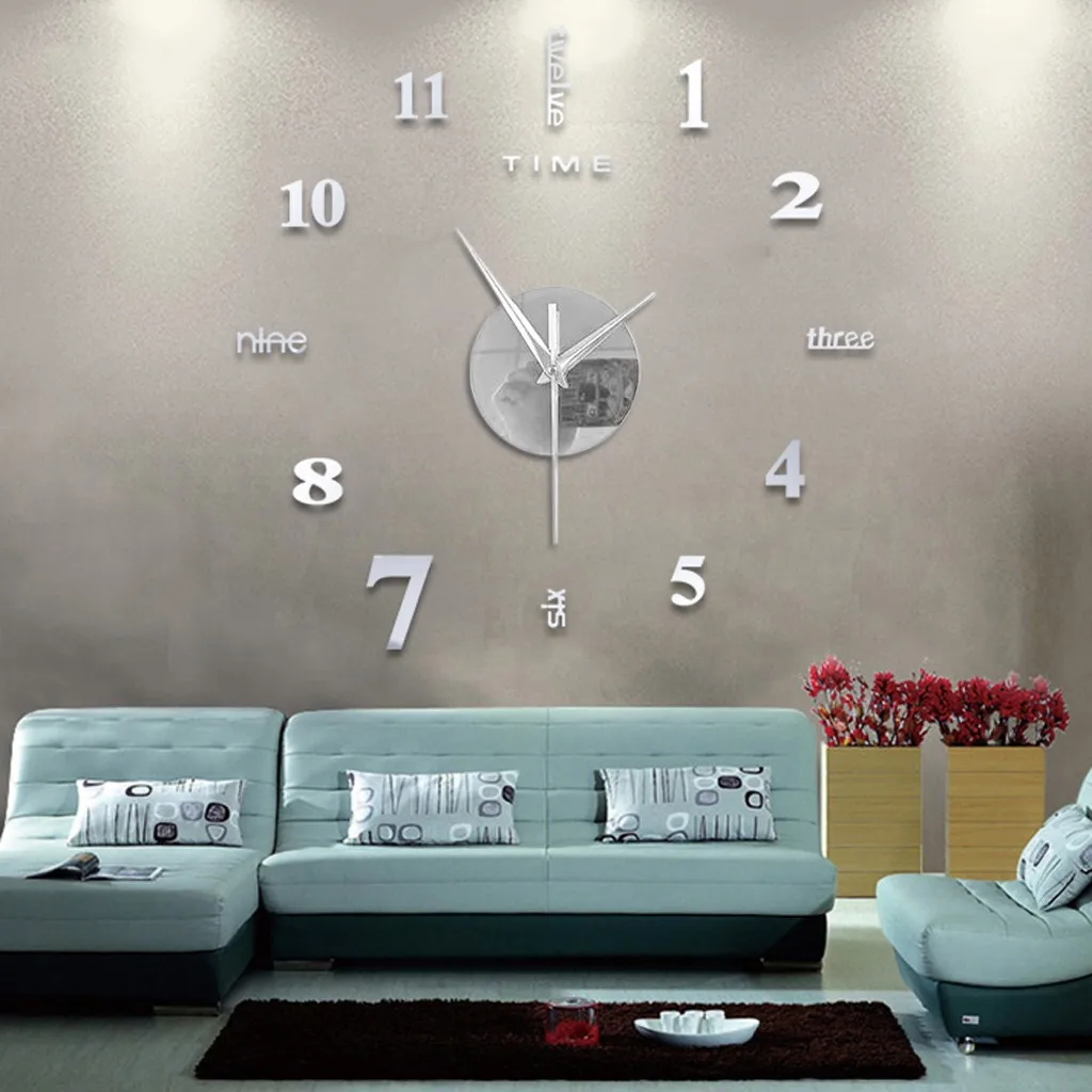 Frameless Diy Wall Mute Clock 3d Mirror Surface Sticker Home Office Decor English Letters Acrylic And Eva Foam Wall Clock#10