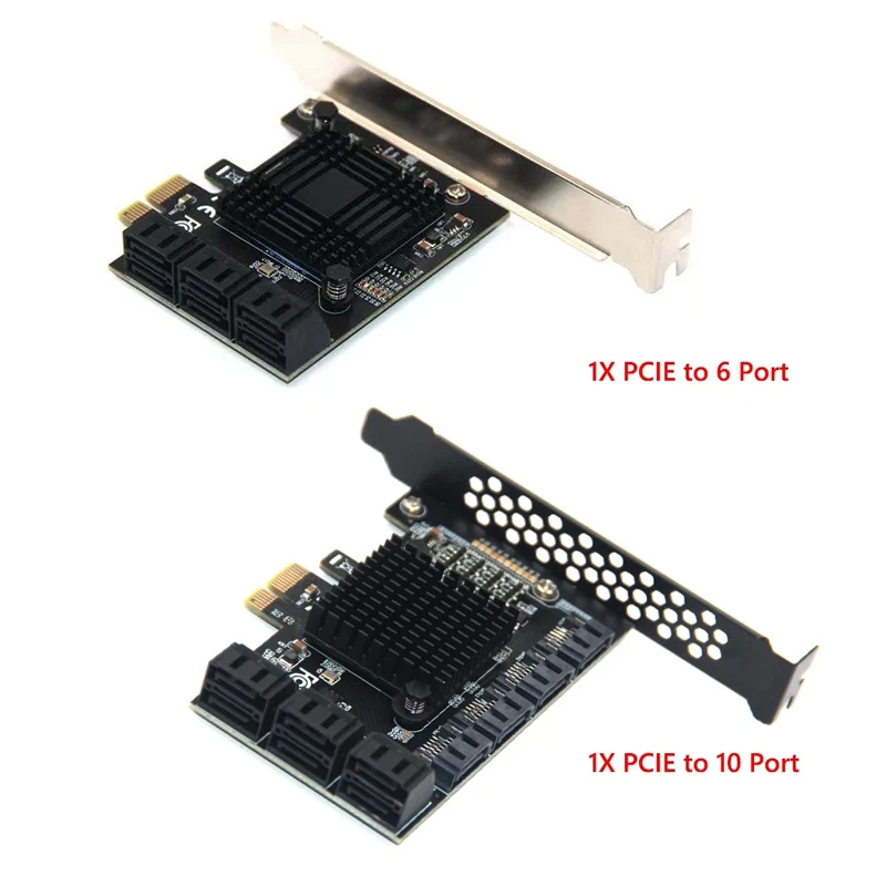 Chia Mining SATA PCIE 1X Adapter 6/10 Ports PCI-E X1 to SATA 3.0 6Gbps Riser Expansion Card for Desktop PC Computer Add On Cards