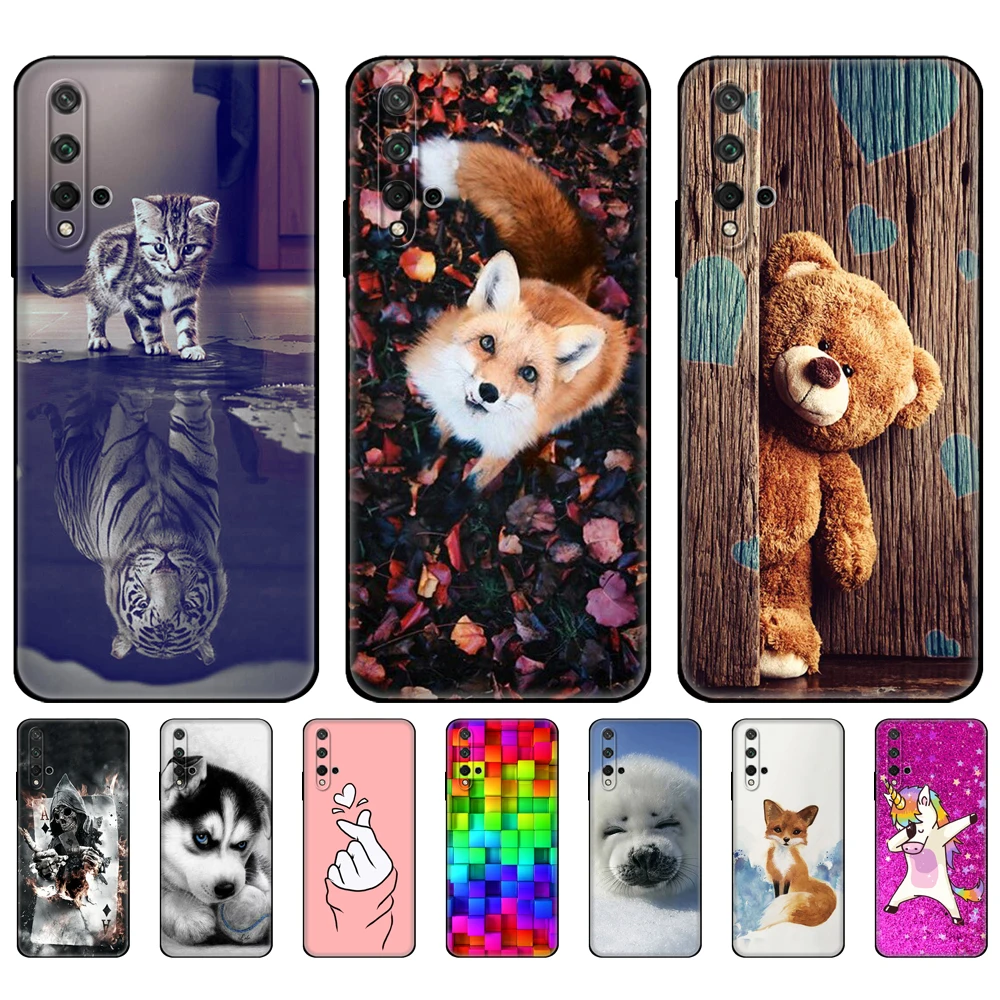 For Honor 20 Case Silicon Soft Back Phone Cover For Huawei Honor 20 Honor20 YAL-L21 YAL-L41 Luxury Coque Bumper black tpu case