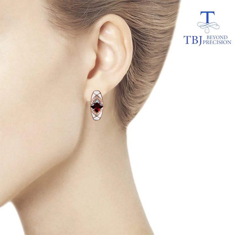 women Jewelry set natural Mozambique Garnet gemstone Fine Ring earring 925 sterling silver for wife gift