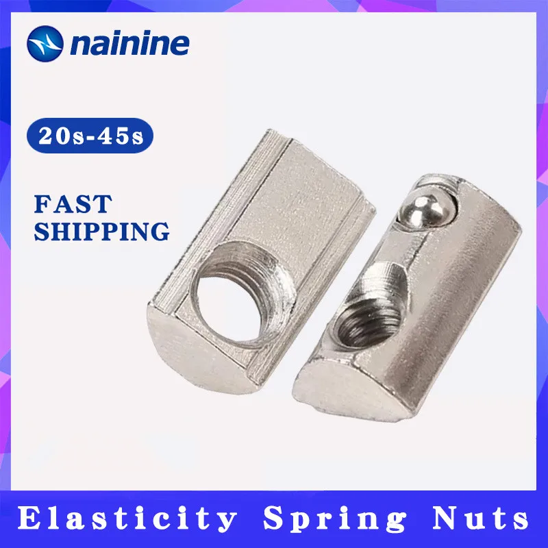 

2020 3030 4040 4545 Aluminum Extrusion Profile CNC Half Round Elasticity Spring Ball Nut