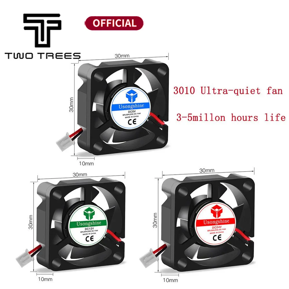 

DC 5V 12V 24V 3010 Fans Cooling Brushless Mini Fan 30*30*10mm Cable 2Pin Radiator Black For 3D Printer Parts Reprap