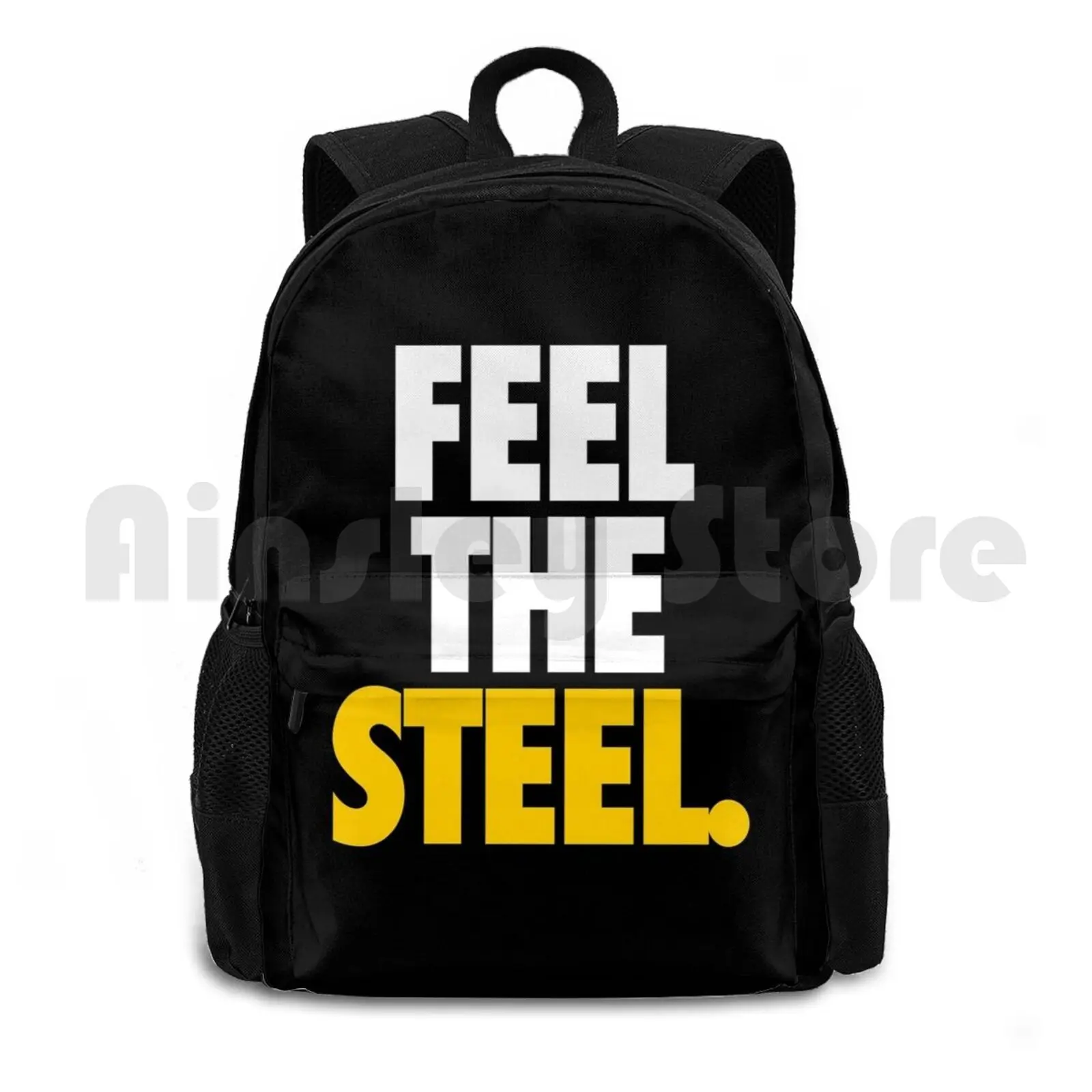 

Feel The Steel. Outdoor Hiking Backpack Waterproof Camping Travel Feel Metal Pro Football Parody Kiss Me Might Irish St Saint