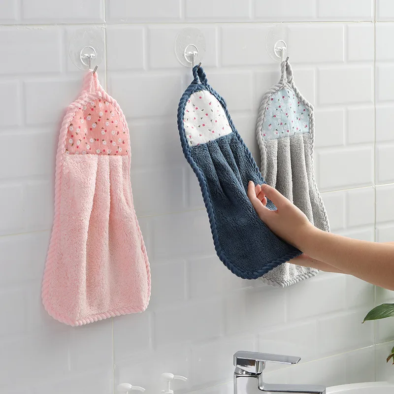 Coral Fleece Hand Towel Quick-dry Absorbent Washcloth Washing Dishes Rag Household Cleaning Towels Kitchen Cloths Scouring Pad