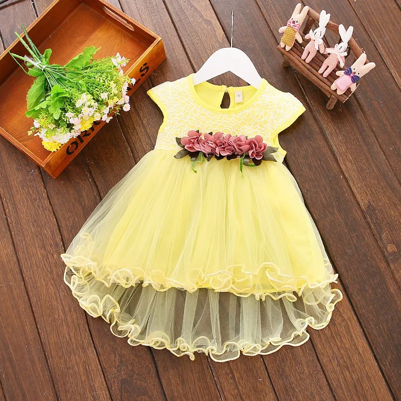 Baby Girls Summer Floral Dress Princess Party Tulle Flower Dresses Toddler Infant Girls Mesh Tutu Dress For Girls