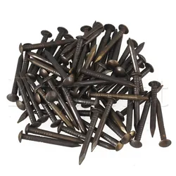 2.2x0.2cm Round Head Antique Pure Copper Wood Screw Nail Set of 50 Black