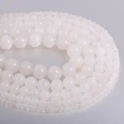 Natural stone beads Frost White Jades 4/6/8/10/12mm Round Ball loose beads for Jewelry Making Necklace DIY Bracelets Accessories