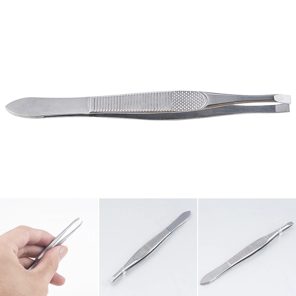 Pinzas profesionales para depilación de cejas, 1 piezas, herramienta de punta plana de acero inoxidable, práctico, pequeño, sin óxido