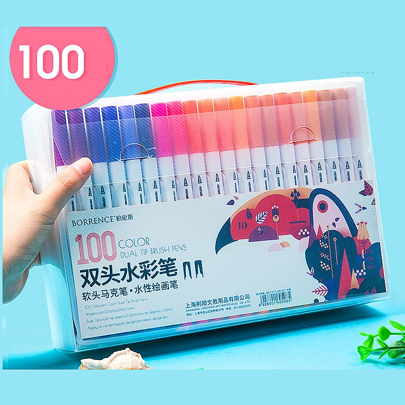 100 colors Double Head Watercolor Pen Set Drawing Writing Colorful Pen Markers Watercolor Fluorescent Pen Painting art supplies