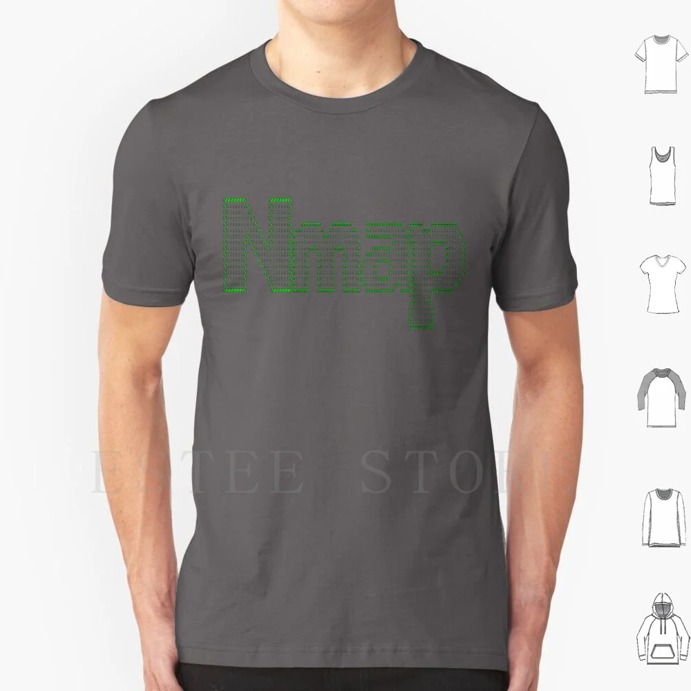 Nmap Ascii تي شيرت طباعة القطن هاكر لينكس الأخلاقية هاكر المهوس هاك رمز Whoami باش محطة مبرمج كالي Nmap كالي لينكس