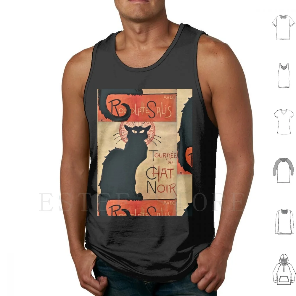 Le Chat-The Black Cat Tank Tops Vest Sleeveless Le Chat The Black Cat Cat Black Cat Black Art Vintage Iconic Theophile