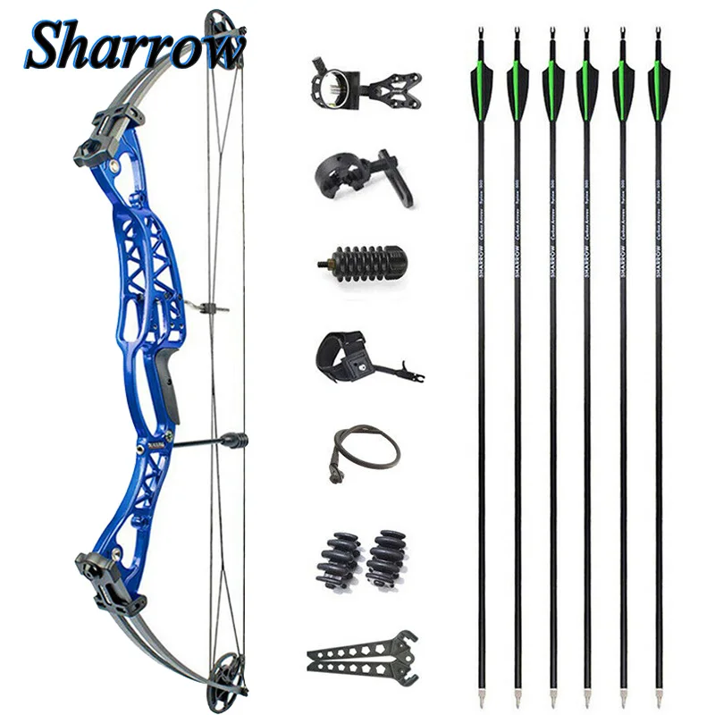 

40-60lbs Compound Bow Set Adjustable Right Left Hand Archery Pulley Bow with SP500 Carbon Arrow for Hunting Shooting Training