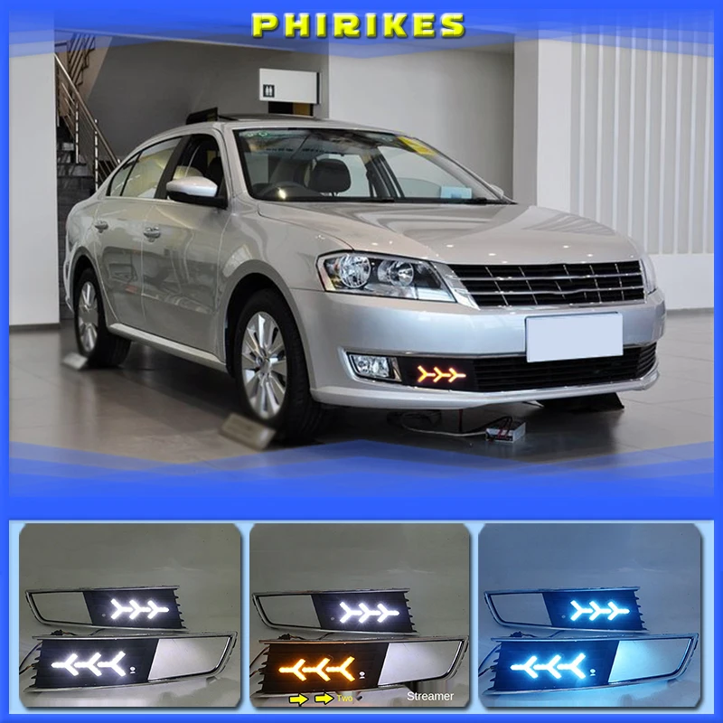 

1 Pair LED DRL Daytime Running Light For Volkswagen VW Lavida 2013 2014 with Yellow Trun Signal Light Blue Night Lamp