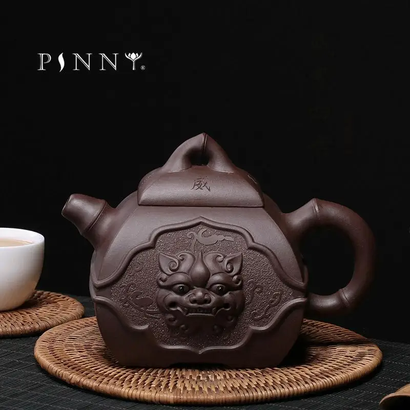 

PINNY 500ml Yixing Purple Clay "Lion Head" Teapots Vintage Traditional Chinese Tea Pot Hand Made Kung Fu Tea Service Purple Sand