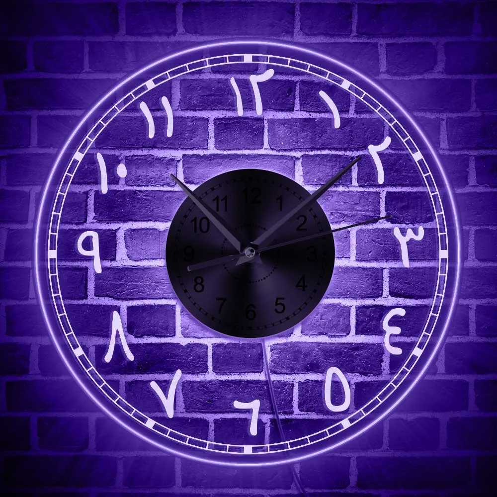 Vintage Indian Numerals Acrylic LED Wall Clock Arabic Numbers Lighting Backlight Wall Watch Islamic Home Interior Decor Light