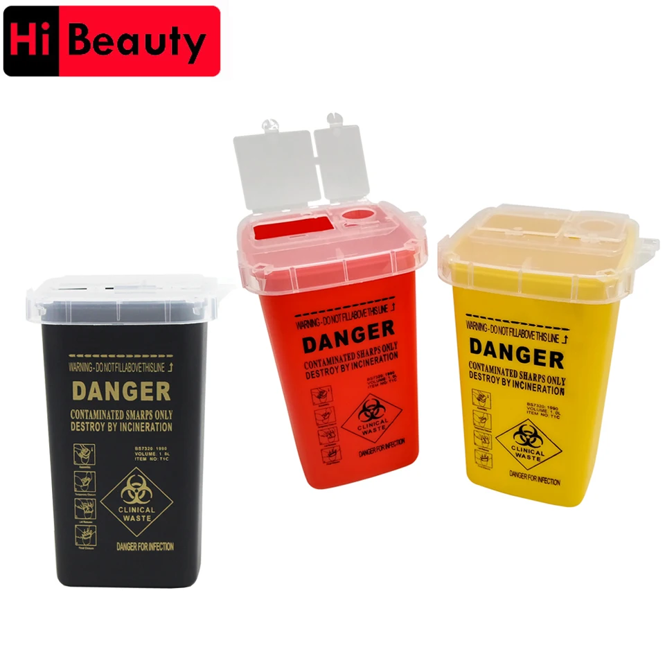 1L Plastic Tattoo Supplies Container Waste Box Buckets Collection Barrels For Disposable Tattoo Needle Tips Accessories