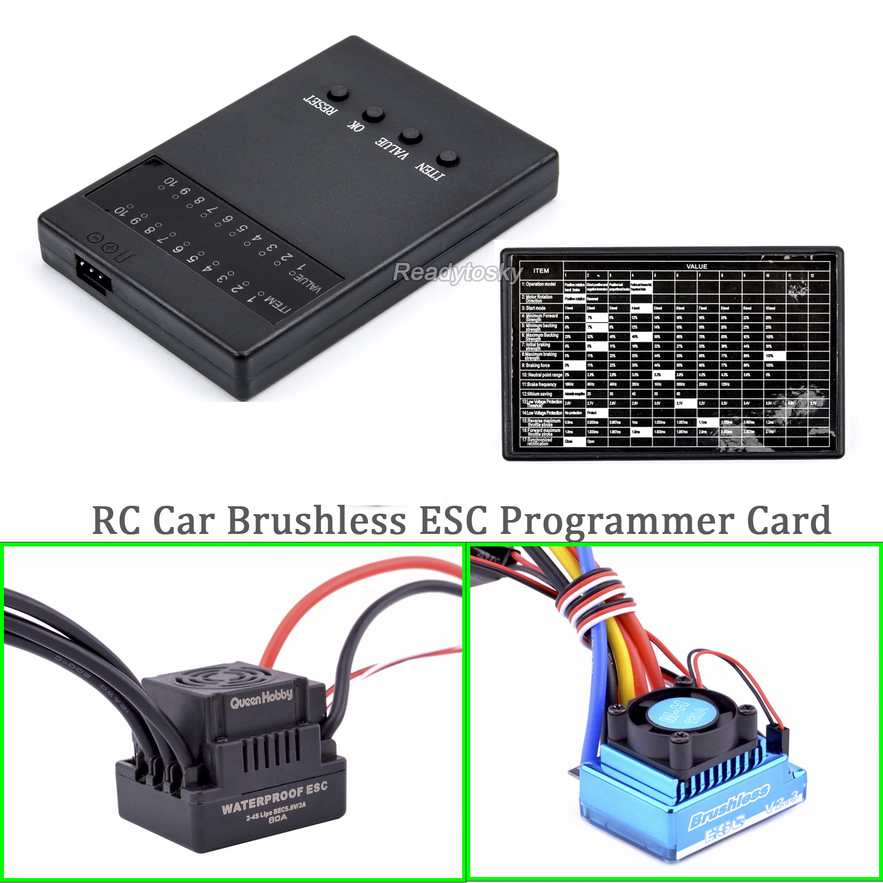 RC Car Brushless ESC Programmer Card Programming Board for 60A 80A 120A ESC Electronic Speed Controller